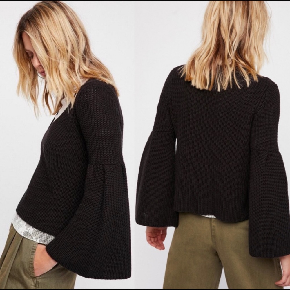 Free People Damsel Pullover Bell Sleeve Sweater!